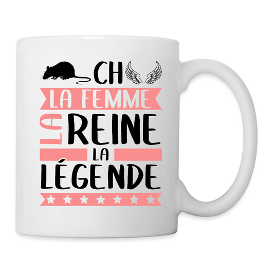 Mug blanc Rachel rébus – La femme, la reine, la légende - blanc