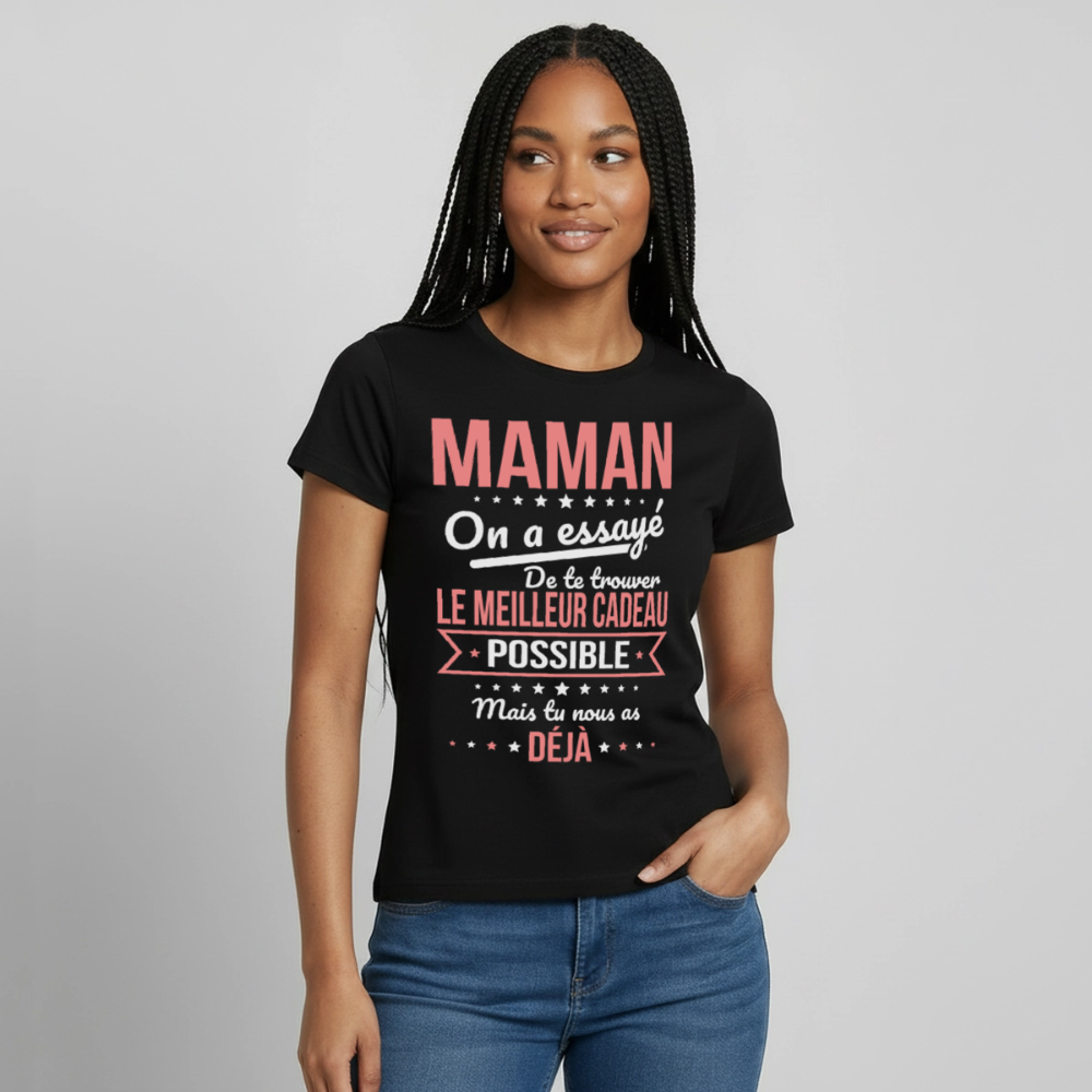 T-shirt femme maman humour - Cadeau fête des mères - noir
