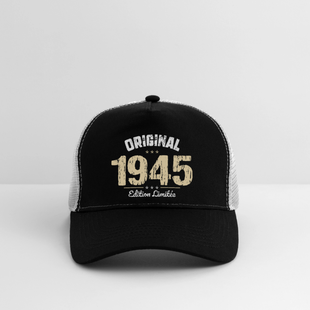 Casquette Trucker - Anniversaire 81 Ans - Original 1945 - noir/gris pierre