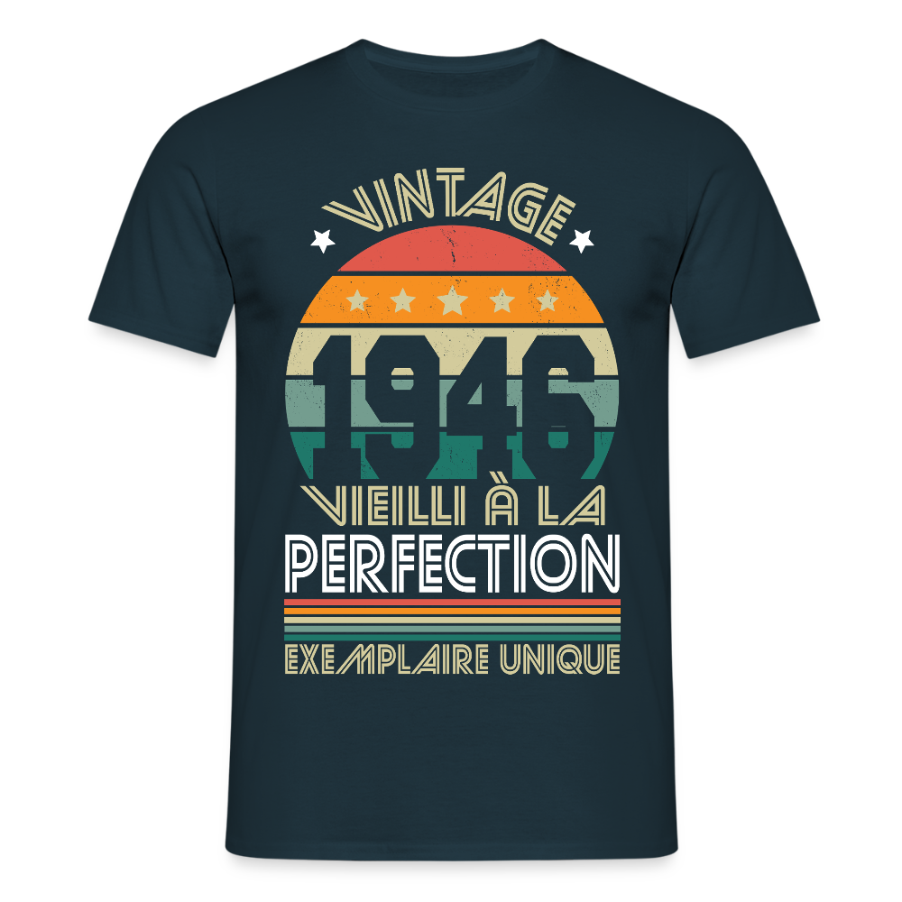 T-shirt anniversaire homme 80 ans – Vintage 1946 - marine