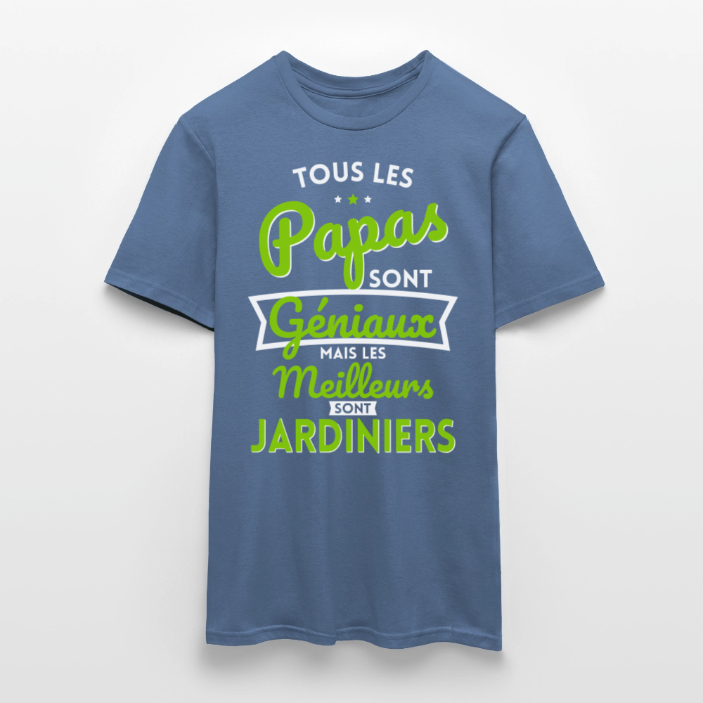 T-shirt Homme - Papas géniaux - Les meilleurs sont jardiniers - bleu pigeon 