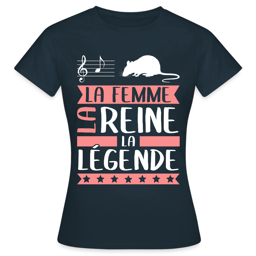 T-shirt femme Lara rébus – La femme, la reine, la légende - marine