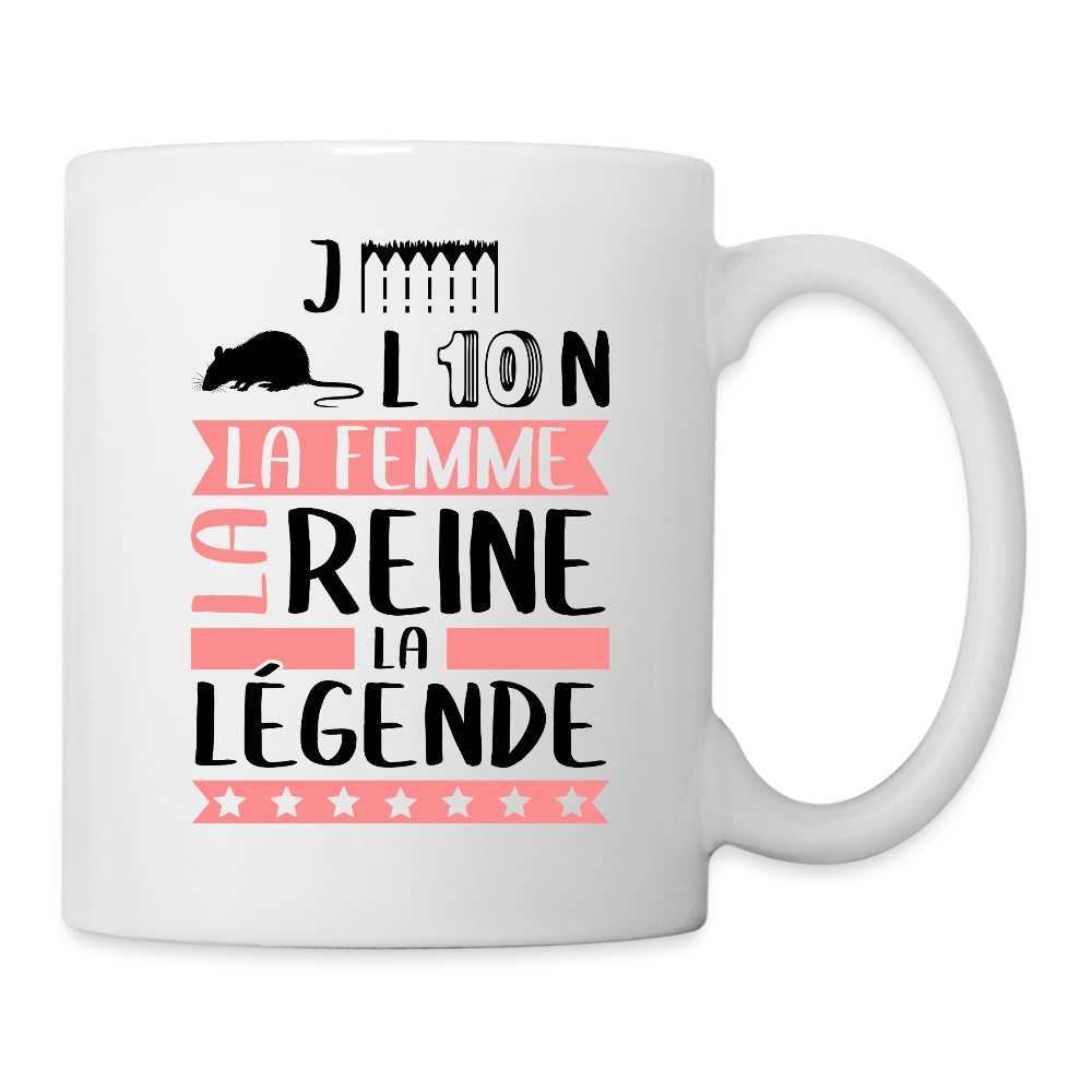 Mug blanc Géraldine rébus – La femme, la reine, la légende - blanc