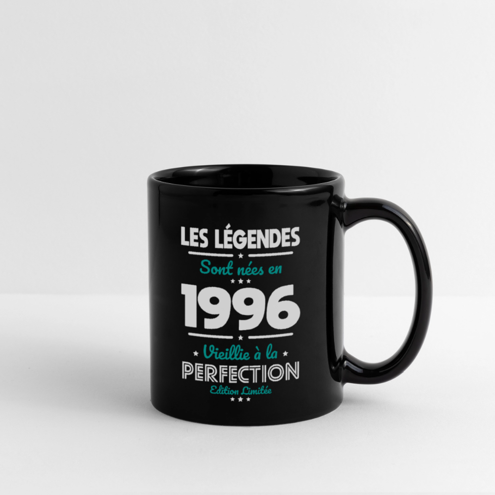Mug anniversaire noir femme 30 ans – Les légendes sont nées en 1996 - noir