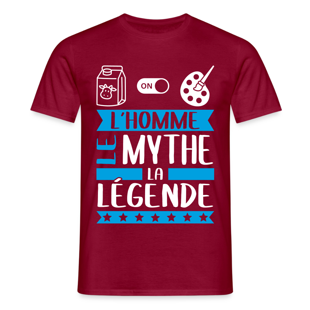 T-shirt homme Léonard rébus – L’homme, le mythe, la légende - rouge brique