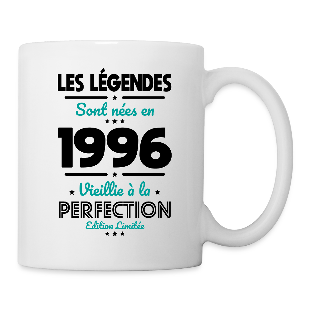 Mug anniversaire blanc femme 30 ans – Les légendes sont nées en 1996 - blanc
