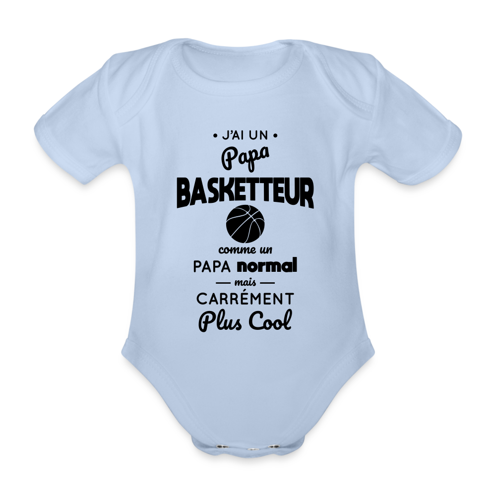 Body Bébé bio manches courtes - J'ai un papa basketteur - ciel
