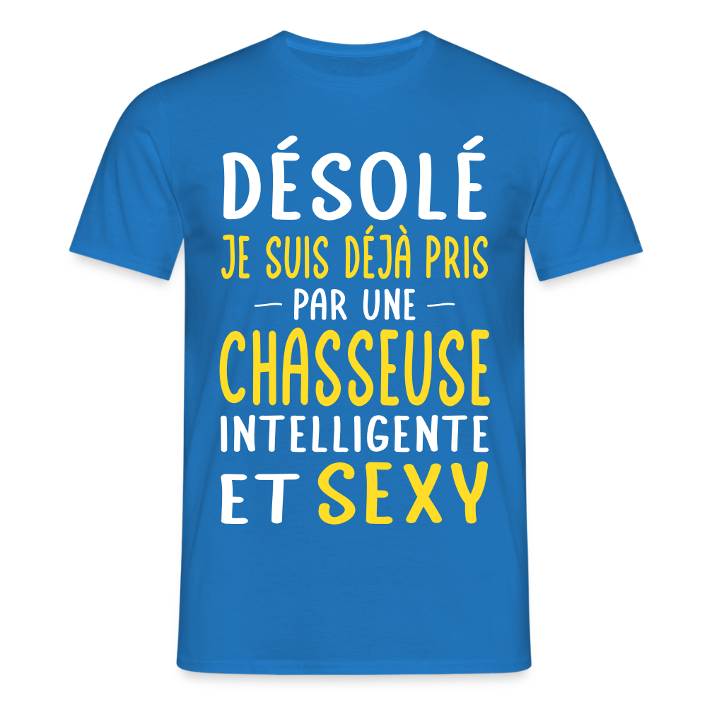 T-shirt Homme - Je suis déjà pris par une chasseuse intelligente et sexy - bleu royal
