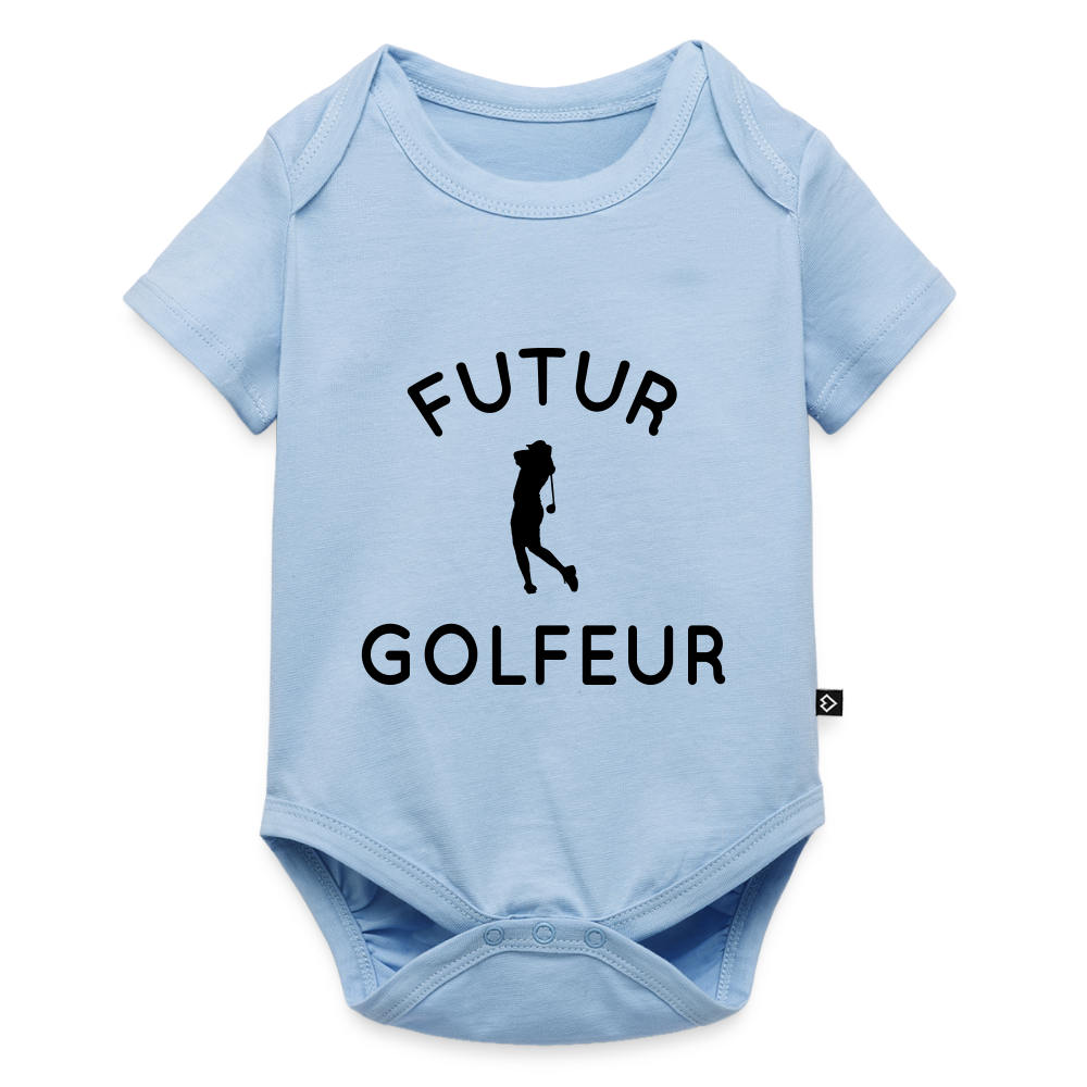 Body Bébé bio manches courtes - Futur golfeur - bleu clair