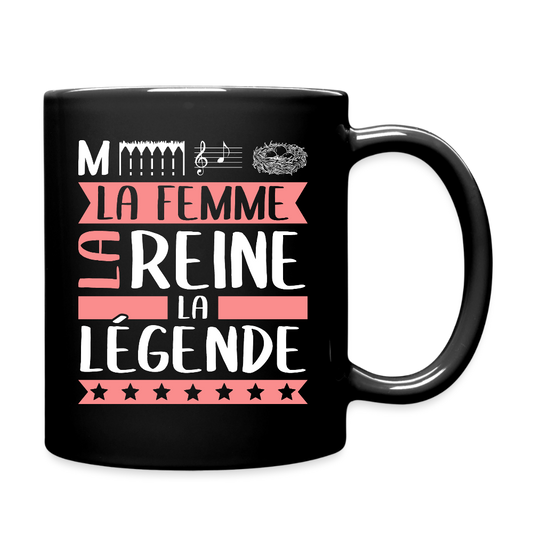Mug uni Mélanie rébus – La femme, la reine, la légende - noir
