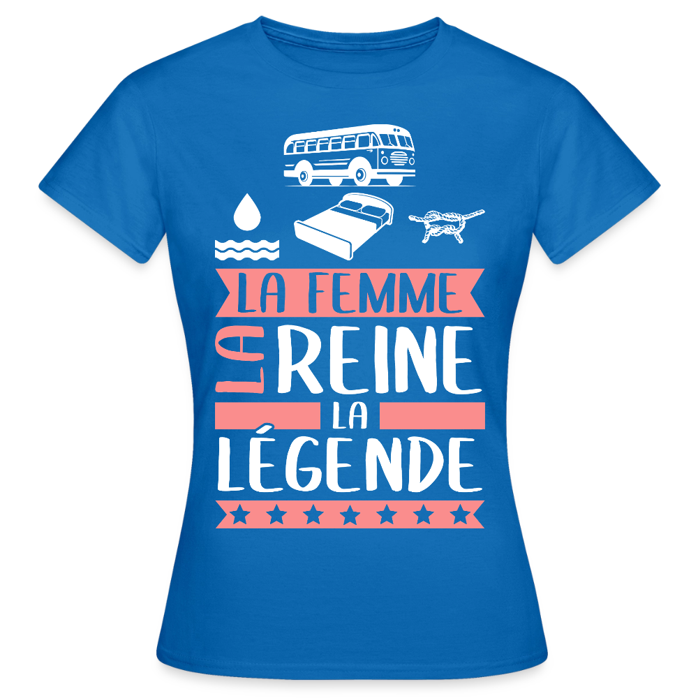 T-shirt femme Caroline rébus – La femme, la reine, la légende - bleu royal