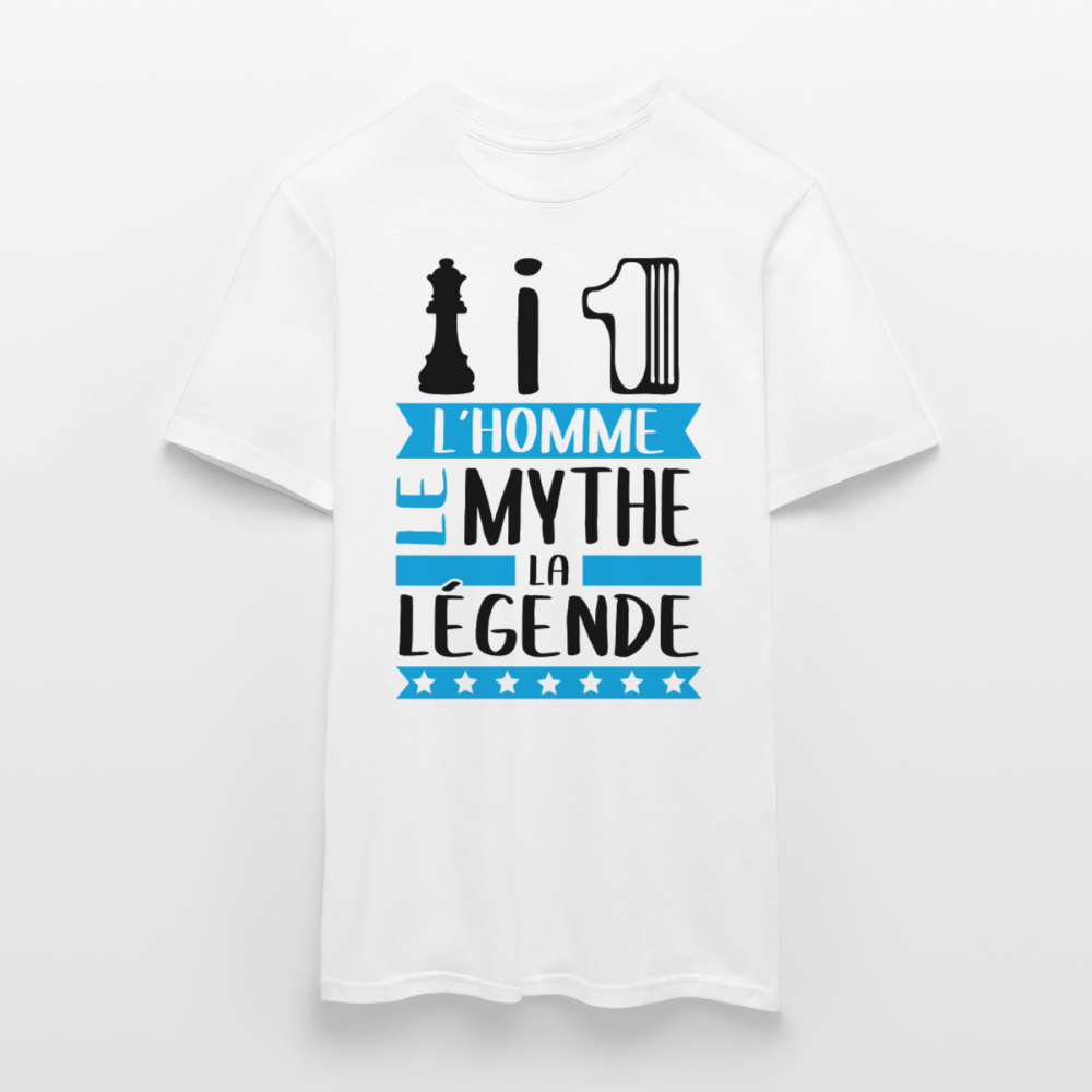 T-shirt homme coloris clair Damien rébus – L’homme, le mythe, la légende - blanc
