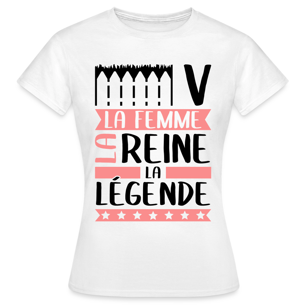 T-shirt femme coloris clair Eve rébus – La femme, la reine, la légende - blanc