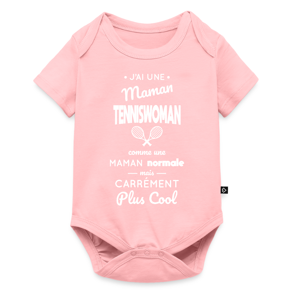 Body Bébé bio manches courtes - J'ai une maman tenniswoman - rose