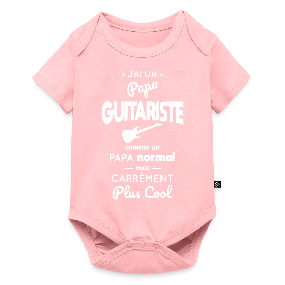 Body Bébé bio manches courtes - J'ai un papa guitariste - rose