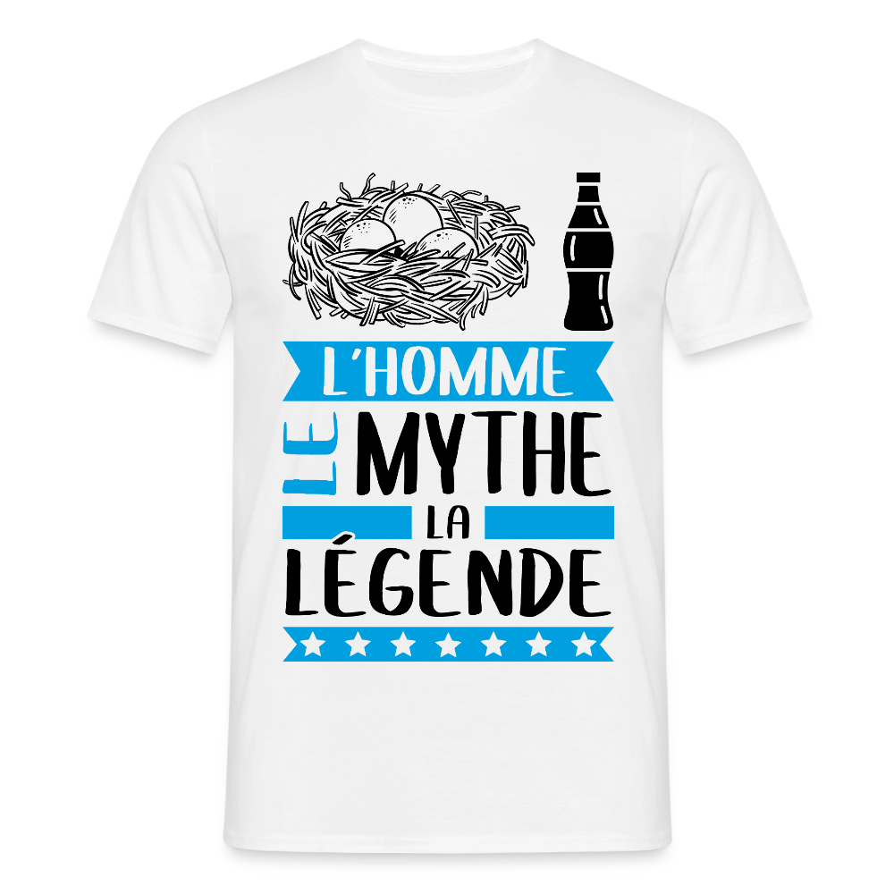T-shirt homme coloris clair Nicolas en rébus – L’homme, le mythe, la légende - blanc