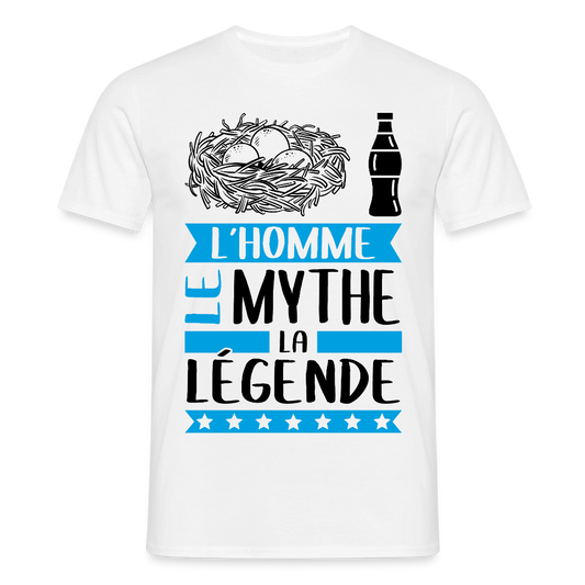 T-shirt homme coloris clair Nicolas en rébus – L’homme, le mythe, la légende - blanc