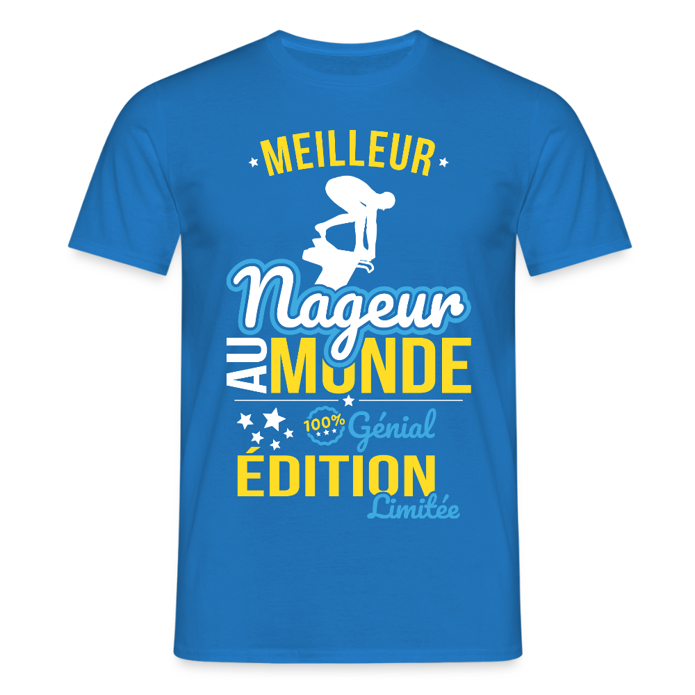 T-shirt Homme - Meilleur Nageur au monde - 100% génial - bleu royal