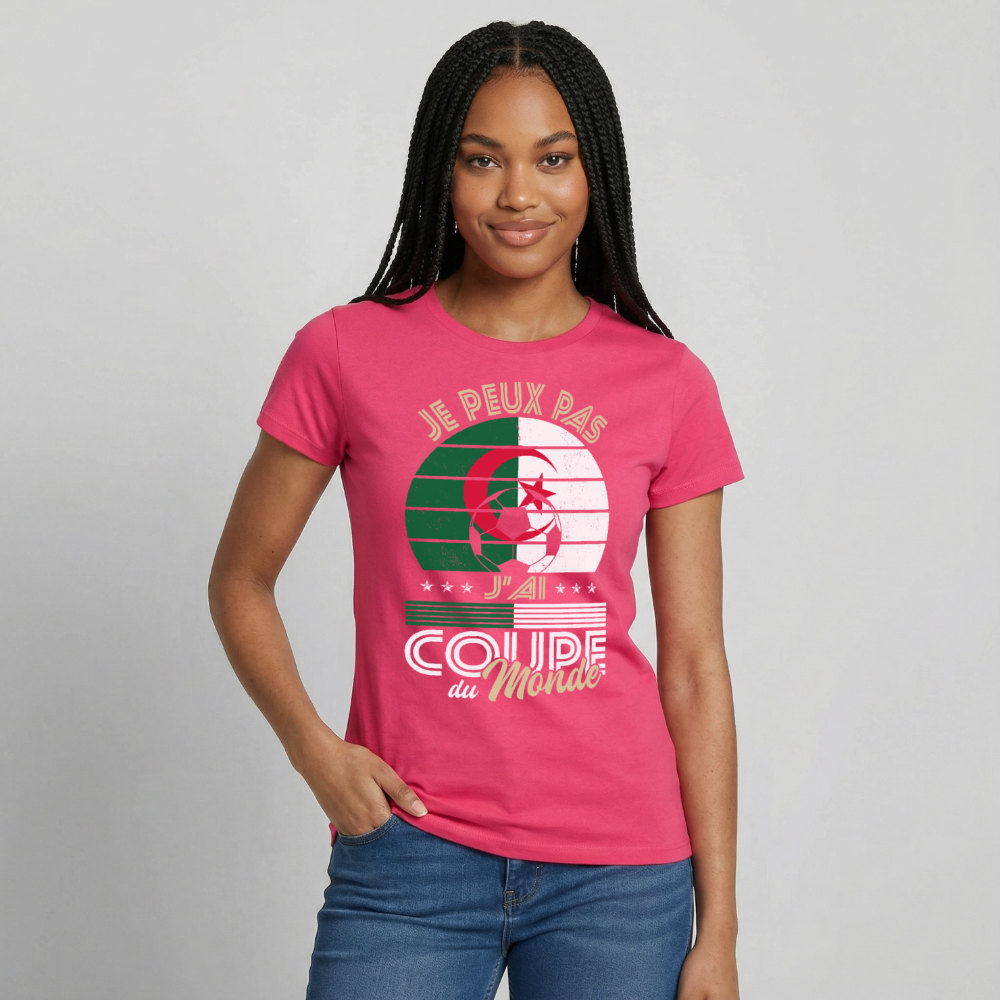 T-shirt Femme - Je peux pas j'ai Coupe du Monde - Algérie - rose azalée