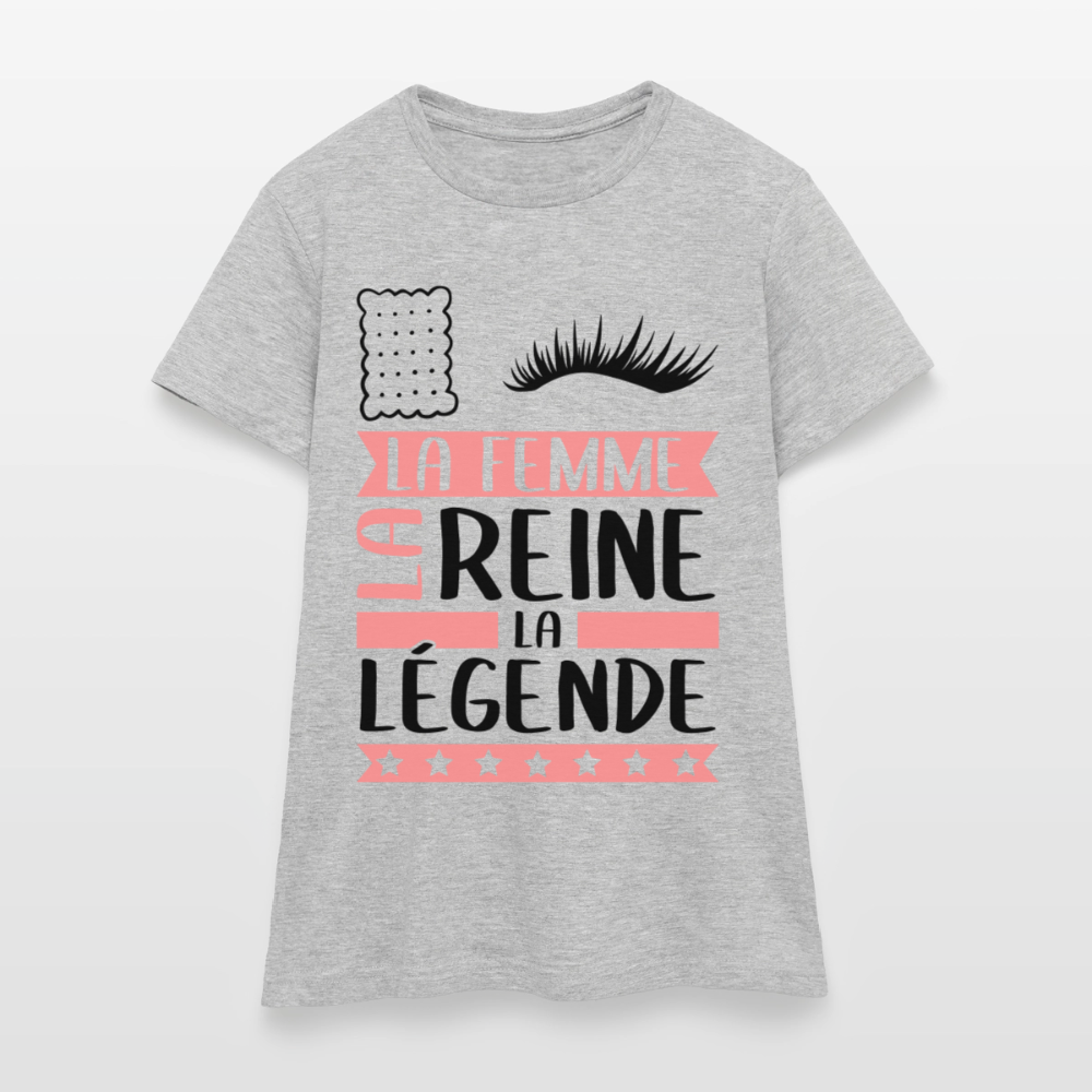 T-shirt femme coloris clair Lucile rébus – La femme, la reine, la légende - gris chiné