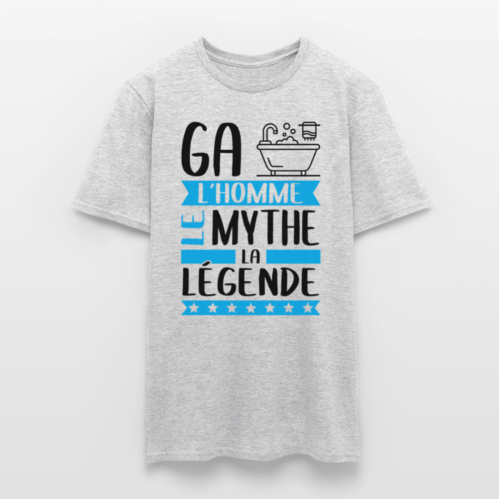 T-shirt homme coloris clair Gabin en rébus – L’homme, le mythe, la légende - gris chiné