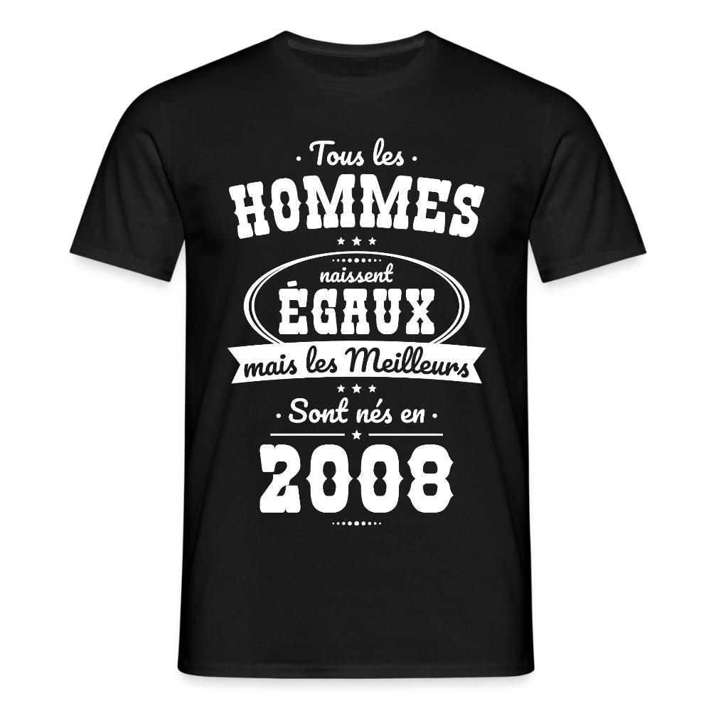 T-shirt anniversaire homme 18 ans – Les meilleurs sont nés en 2008 - noir