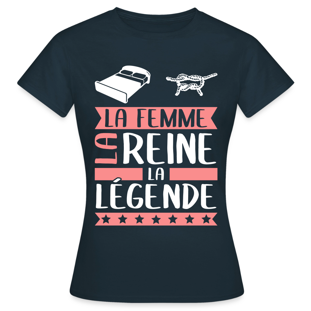 T-shirt femme Line rébus – La femme, la reine, la légende - marine