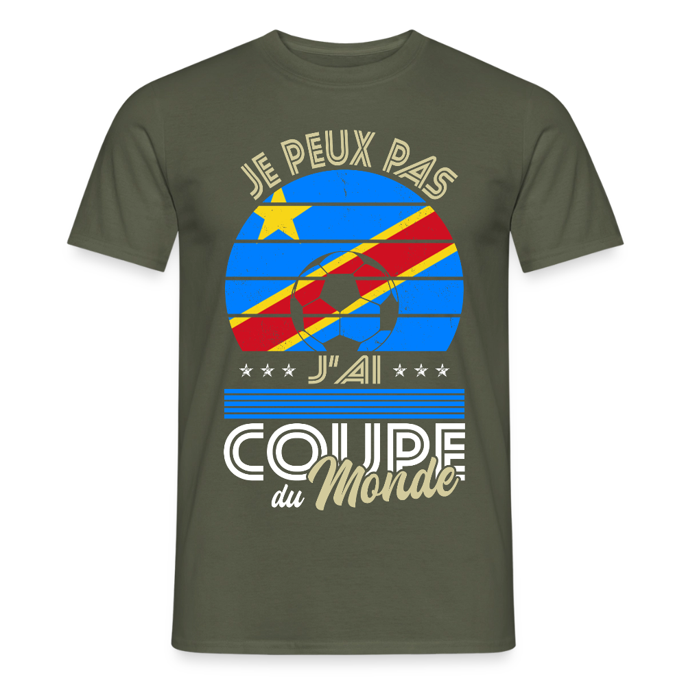 T-shirt Homme - Je peux pas j'ai Coupe du Monde - RD Congo - vert militaire