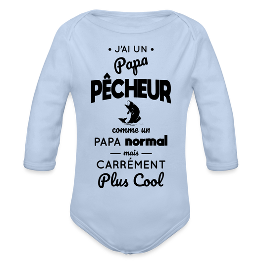 Body Bébé bio manches longues - J'ai un papa pêcheur - ciel