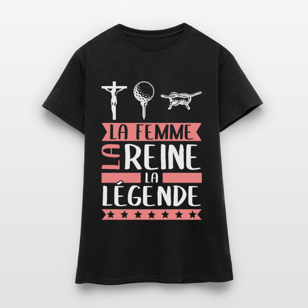 T-shirt femme Christine rébus – La femme, la reine, la légende - noir