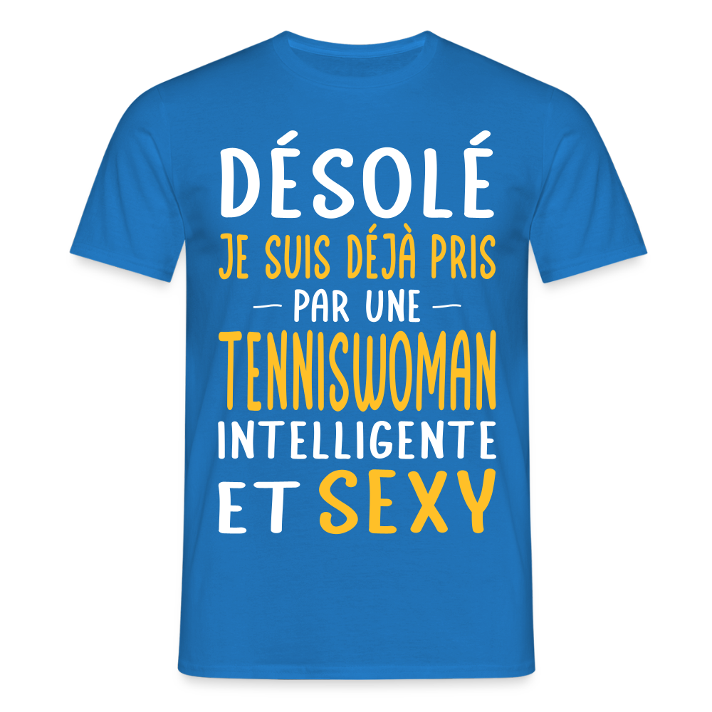T-shirt Homme - Je suis pris par une tenniswoman intelligente et sexy - bleu royal