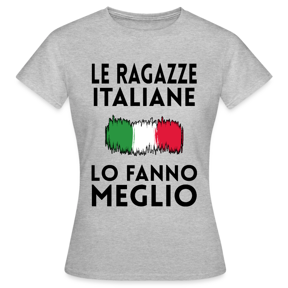 T-shirt femme coloris clair - Le ragazze italiane lo fanno meglio - gris chiné