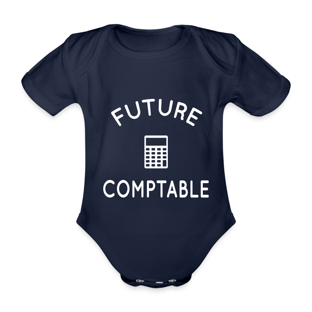 Body Bébé bio manches courtes - Future comptable - marine foncé