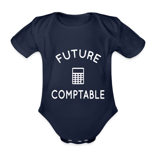 Body Bébé bio manches courtes - Future comptable - marine foncé