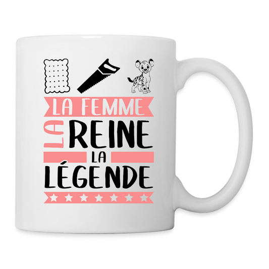 Mug blanc Lucienne rébus – La femme, la reine, la légende - blanc