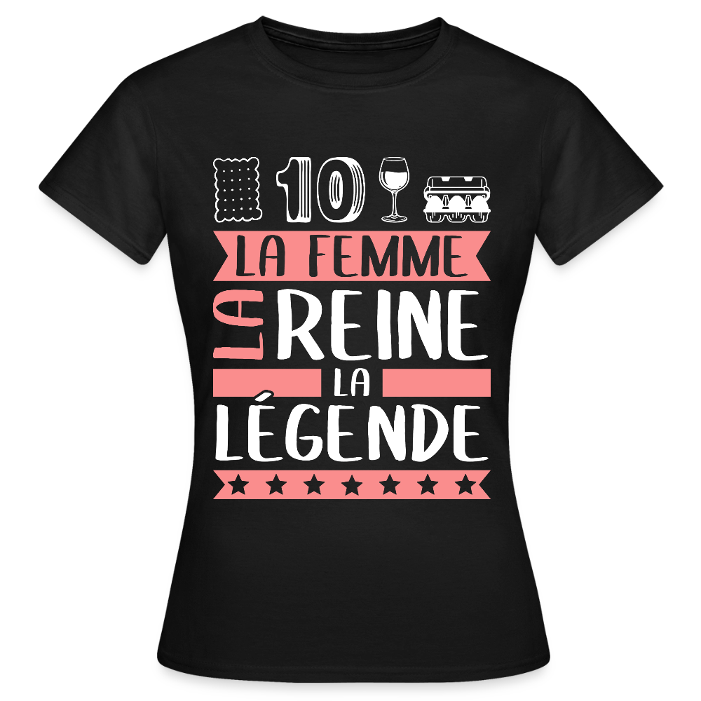 T-shirt femme Ludivine rébus – La femme, la reine, la légende - noir