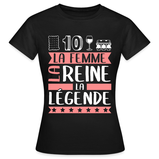 T-shirt femme Ludivine rébus – La femme, la reine, la légende - noir