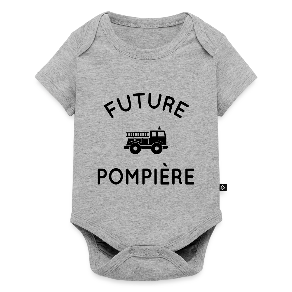 Body Bébé bio manches courtes - Future pompière - gris chiné