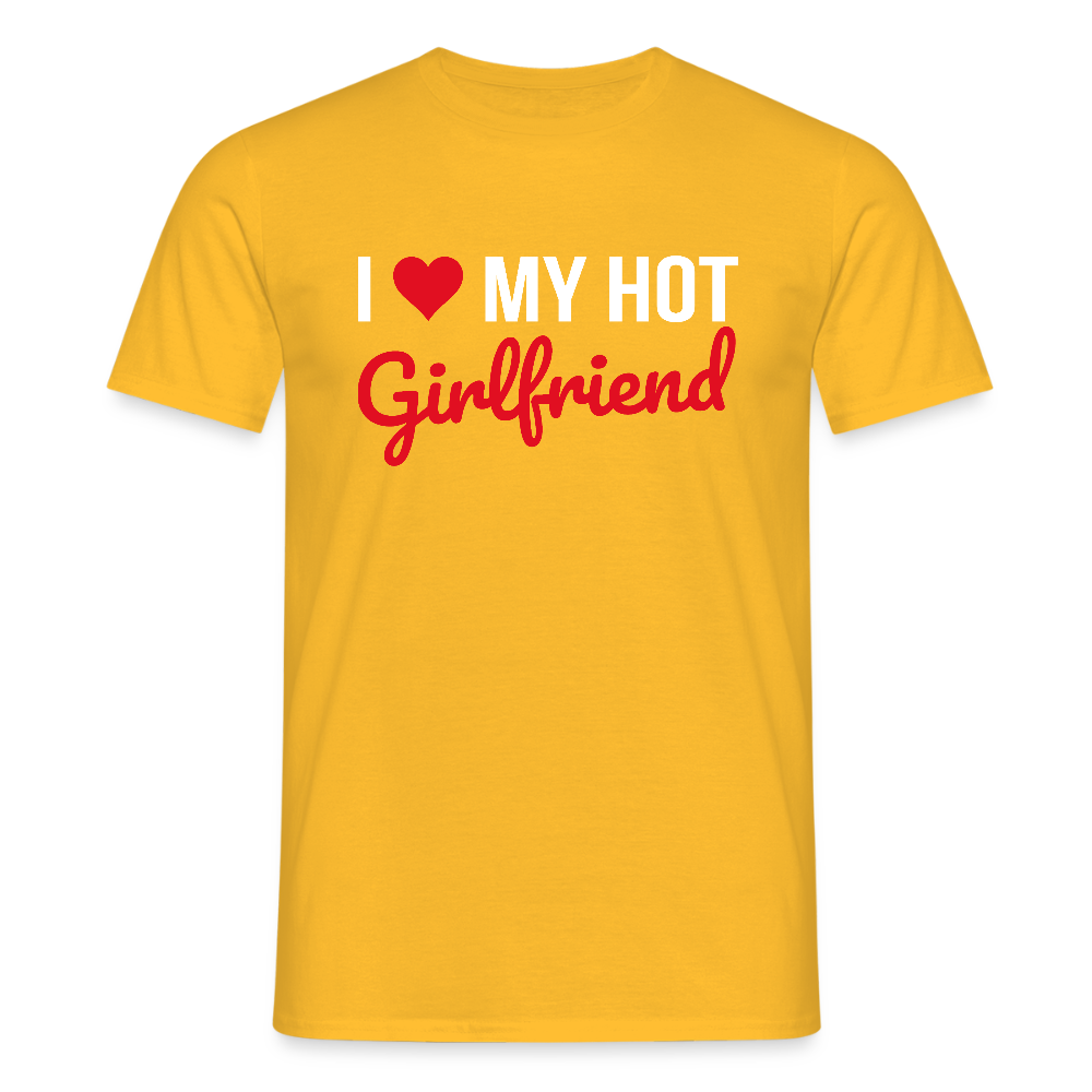 T-shirt Homme “I Love My Hot Girlfriend” – Idée cadeau Saint-Valentin - jaune