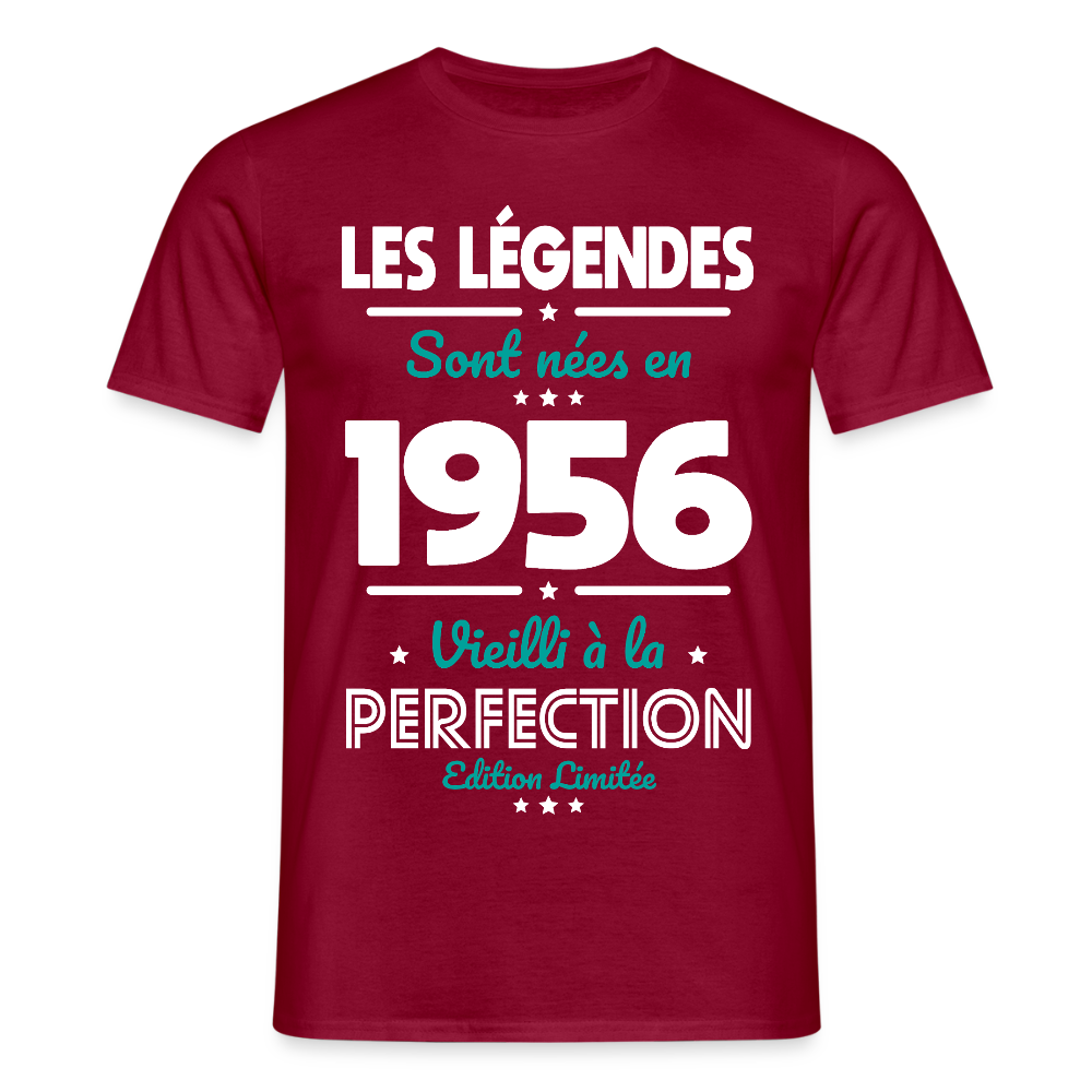 T-shirt anniversaire homme 70 ans – Les légendes sont nées en 1956 - rouge brique