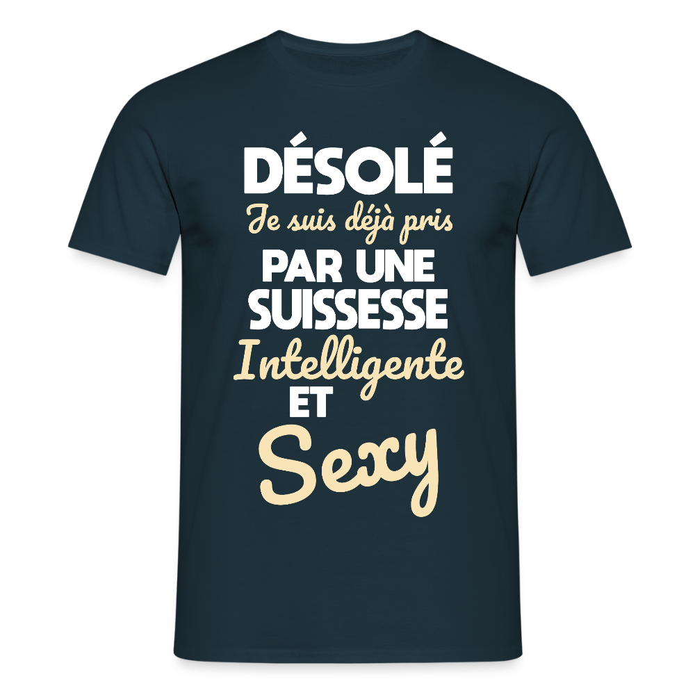T-shirt Homme -  Je suis déjà pris par une Suissesse intelligente et sexy - marine