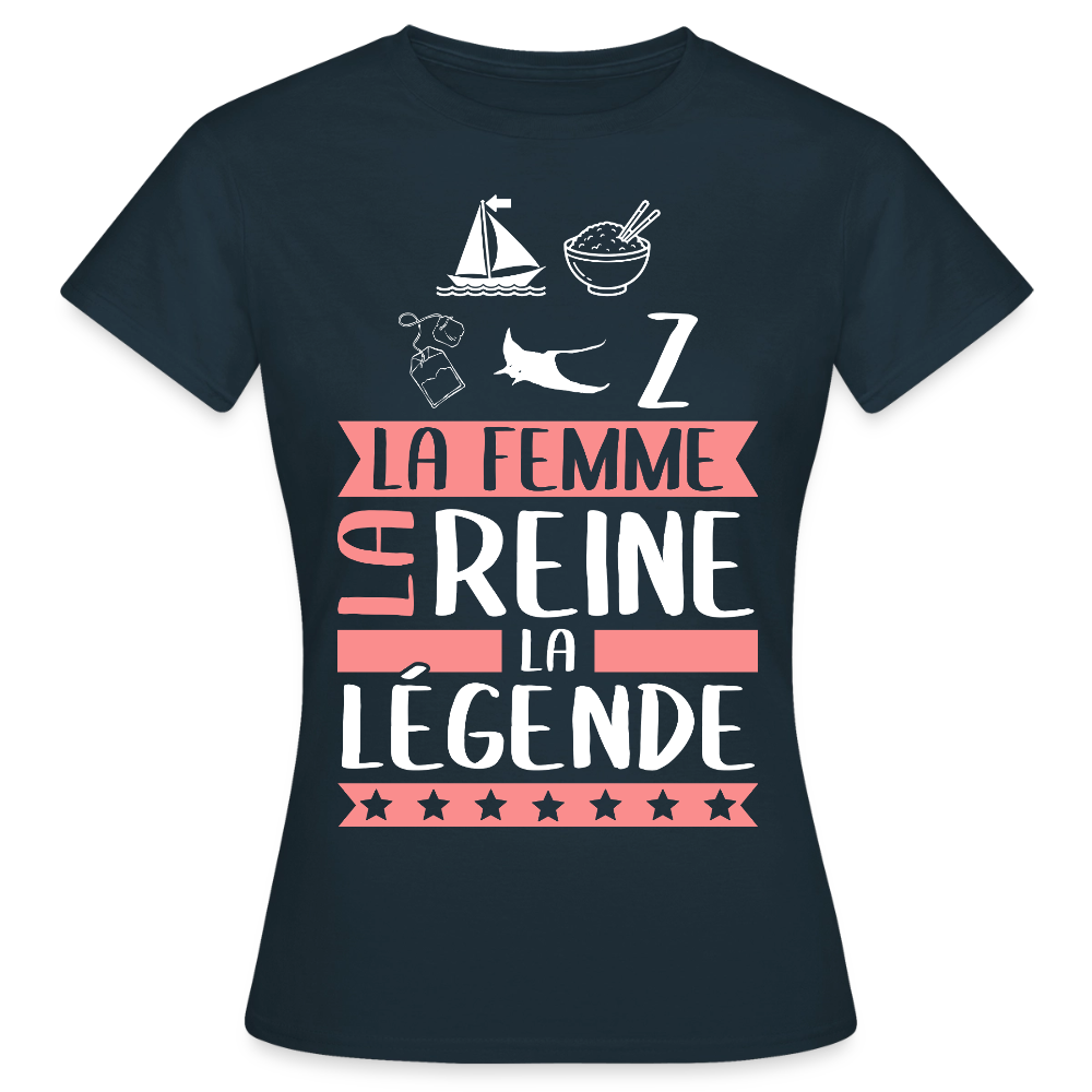 T-shirt femme Marie-Thérèse rébus – La femme, la reine, la légende - marine