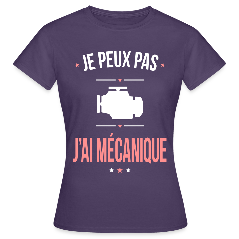 T-shirt Femme - Je peux pas j'ai Mécanique - violet foncé