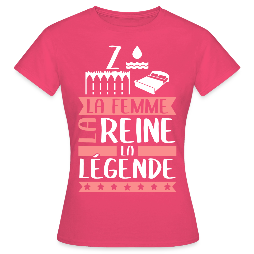 T-shirt femme Zoélie rébus – La femme, la reine, la légende - rose azalée