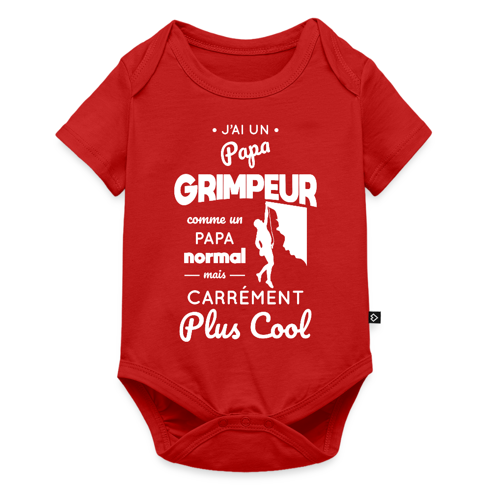 Body Bébé bio manches courtes - J'ai un papa grimpeur - rouge