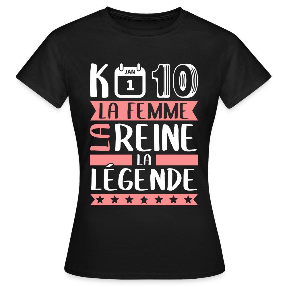 T-shirt femme Candice rébus – La femme, la reine, la légende - noir