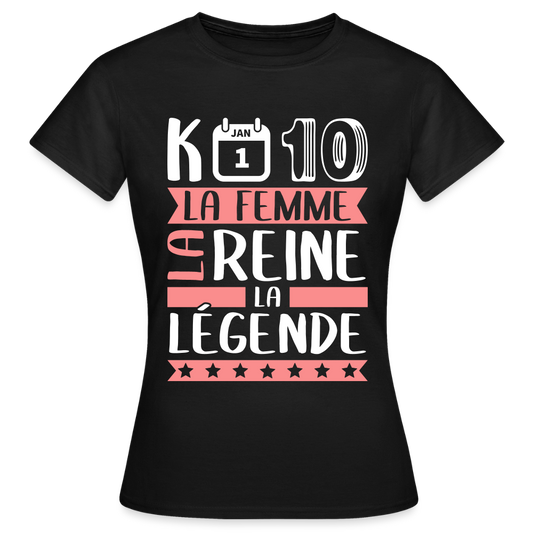 T-shirt femme Candice rébus – La femme, la reine, la légende - noir