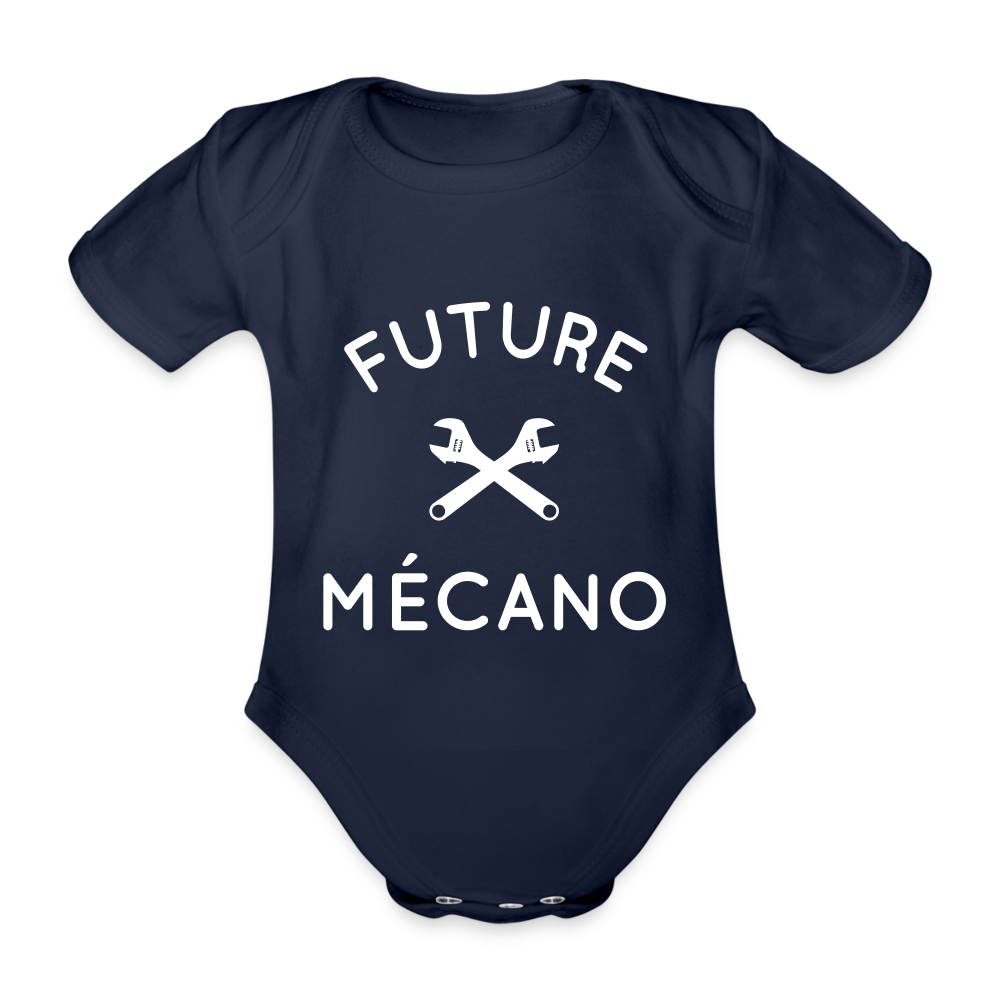 Body Bébé bio manches courtes - Future mécano - marine foncé