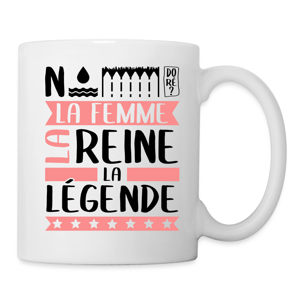 Mug blanc Noémie rébus – La femme, la reine, la légende - blanc