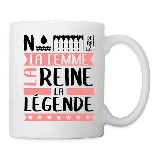 Mug blanc Noémie rébus – La femme, la reine, la légende - blanc
